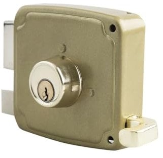 Cerradura sobreponer dorada 100mm.izqda.