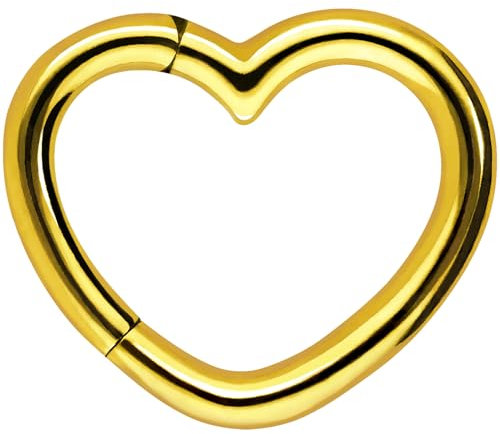PIERCINGLINE Segmentring Clicker Herz Chirurgenstahl Piercing Ohr Helix Daith Farbe: Goldfarben