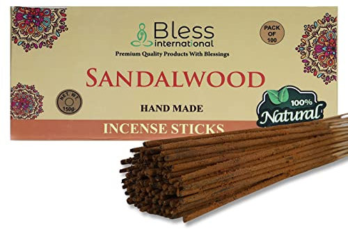 Bless-Sandelholz-Räucherstäbchen, 100% natürlich, handgefertigt, handgetaucht, Bio-Chemikalien, frei zur Reinigung, Positivität, Yoga, Meditation, Der Beste Holzduft (100% 0 Stäbchen (150 g/m)
