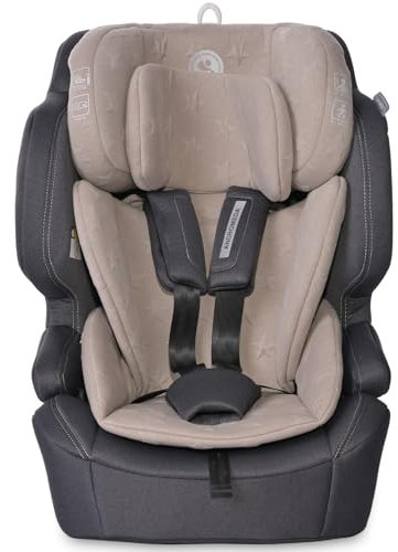 Lorelli Auto Kindersitz Andromeda mit Isofix i-Size, Mitwachsender Autositz für Kinder von 76-150 cm, Babysitz, Autokindersitz, Einstellbare Kopfstütze, 5-Punkt-Sicherheitsgurt, beige