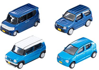TomyTEC 323686 Car-Collection, 4X Honda/Suzuki, blau Spur N 1:150