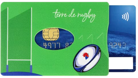 Color Pop Porte-Carte Rigide (1 Carte) – Collection Aquitaine - Fabrication Française – PVC Imprime – 6 x 9,1 cm (Imprimé Rugby)