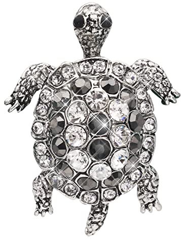 KristLand Mignon Vintage Broche d'animaux Marins Broche De Tortue De Cristal pour Homme Femme Broche De Corsage Fête Noël Fête des Mères Cadeaux