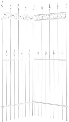 Metall-Raumteiler, weiß Deko-Paravent Trennwand Sichtschutz aus Metall 180 x 120 cm Dekoration Balkon Terrasse Raumteiler