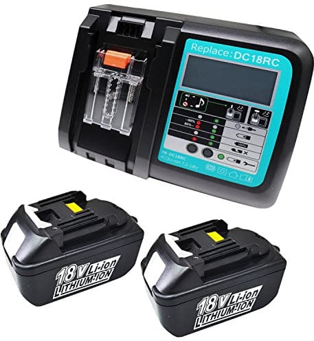 GOLEMON® 18V 5.0 Ah BL1850B Battery with DC18RC Charger Replace for Makita BL1860 BL1850 BL1840 BL1830 BL1815, Chargers DC18SF DC18RD DC18RF