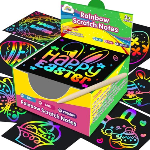ZMLM 125 Blätter Regenbogen Kratzpapier, Kratzbilder Kartenblätter für Kinder Erwachsene Scratch Note Arts Kratzbuch Jungen Mädchen DIY Geburtstagsspiel Geschenkbox