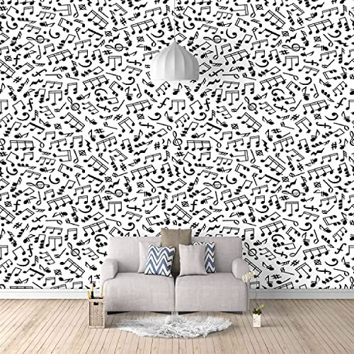 Wall Mural Wallpaper, 3D Cartoon Musical Note Music Symbol Self-Adhesive Peel And Stick Wallpaper For Living Room Bedroom Tv Background Office Restaurant Motif Room Removable Wall Sticke 400x280 cm