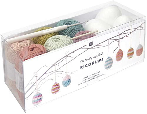 Rico Design Ricorumi Häkelset Ostereier Earthy 15 Teile inkl. Anleitung Ostern Osternest Oster-Set Osterdeko
