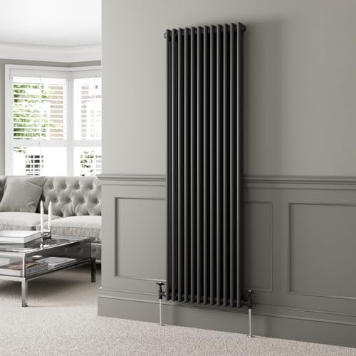 DuraTherm® 1800 x 560mm Black Traditional Vertical Designer Radiator Double Column Colosseum Cast Iron Style Central Heating Panel Radiators Rad