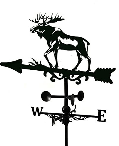 CAZARU Wetterfahne aus Metall, Gartenpflock, Vintage-Elch-Wetterfahne für den Außenbereich, Garten, Dach, Paddock, Dekoration, Windrichtungsanzeige