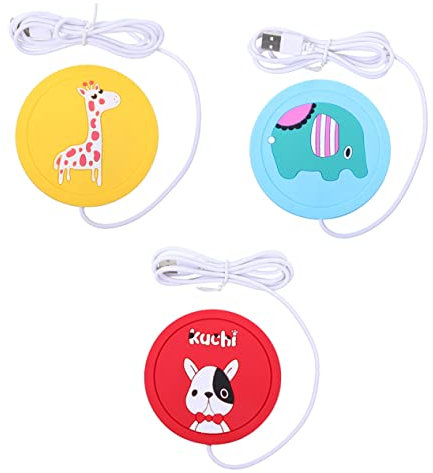 RORPOIR 3 Pcs Cartoon Silicone Mug Warmer Mats Electric Cup Heating Pads for Coffee Tea Coaster for Use Ideal for Mugs Milk Frothers