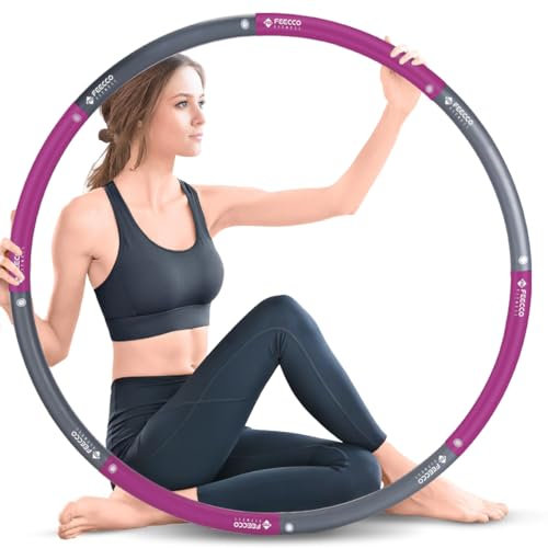 FEECCO Hula Hoop Reifen Erwachsene - hullahub Reifen zum abnehmen - 1,9 kgs Lila und Grau
