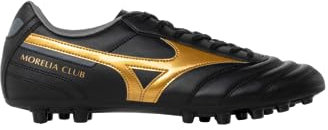 Mizuno Morelia II Club AG, Scarpe da Calcio Uomo Adatte per Erba Sintetica (Nero/Oro, Numeric_45)