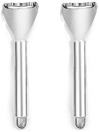 2 Stück Silber Maisschäler Maishobel Drescher Maiskern Entferner Werkzeug Edelstahl Maiskolben Maiskolben Maisschneider Maisschaber mit ergonomischem Griff für Küche Maiskolben Entferner Werkzeug