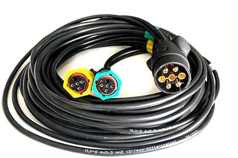 MelTruck Cavo Rimorchio 7 Poli 8m per Fanali Posteriori 3 Funzioni con Connettore a Baionetta e 2X 4 Poli