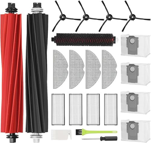 DingGreat Accessoires pour Roborock S8 Pro UItra Kit d'accessoires avec 4 sacs à poussière, 2 brosses principales, 6 brosses latérales, 4 filtres, 1 brosse de nettoyage, 4 chiffons