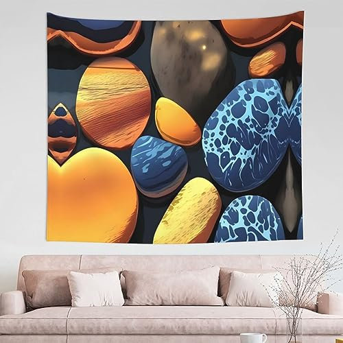 Mouxiugei Gelbe Kieselsteine, hochwertiger Wandbehang – ästhetische und künstlerische Schlafzimmerdekoration für Heimdekoration, dekorativer Wandteppich