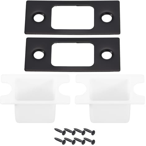 sourcing map Door Strike Plate, 2Pcs 57mm x 25.5mm 201 Stainless Steel Latch Deadbolt Strike Plate with Box for Door Frame Door Jamb, Black