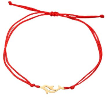 TEAMER Wolfsarmband Fuchsarmband Delfin Wachsseil Chian Armband Edelstahl Tierschmuck für Frauen (Delfin - Gold)