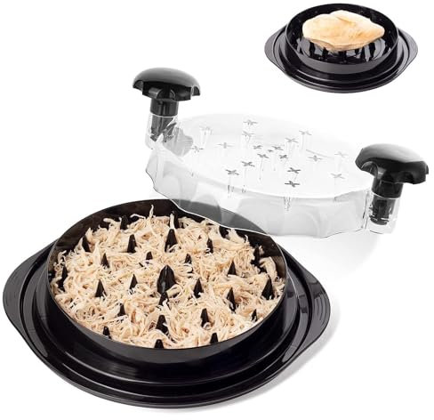 Trituradora de pollo, picadora de carne con tapa transparente y mango con almohadillas de fondo antideslizantes, herramientas auxiliares de separación de la picadora de carne, adecuado para pollo de