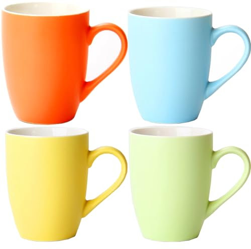 NAVACALA Ceramics Mugs, 350ml Ceramic Cup for Home and Office, Microwave Dishwasher Safe, Set of 4 (4 Color)
