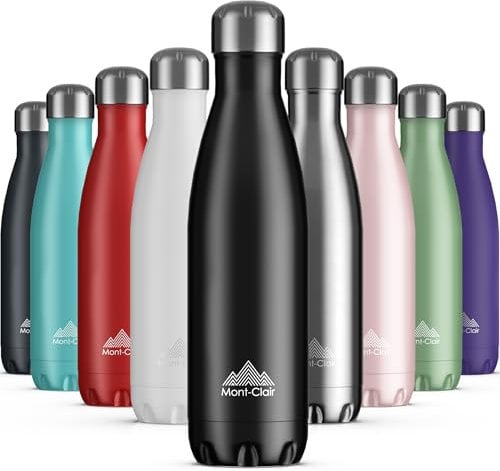 Mont-Clair Trinkflasche Edelstahl - Thermosflasche - BPA-freie - Water Bottle, Edelstahl trinkflasche 750ml - 24h Kalt & 12h Warm - Trinkflasche Auslaufsicher - Schwarz