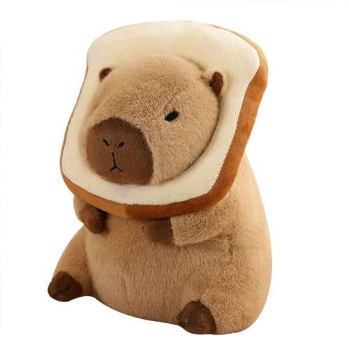 shownicer Plüschtier Capybara Kuscheltier Stofftier Kawaii Capybara Plüsch Kissen Spielzeug Plüsch Capybara Wurfkissen Geschenk für Kinder Mädchen 3+ Jahre (Brot, 35cm)