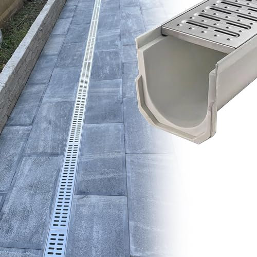 Abflussrinne Aussen 20 cm/25 cm Breites Abflussrinnensystem, Bodenablauf für Dusche, Badezimmer, Waschbecken, Außen-Drainageset für Hof, Terrasse, Garten, Gehweg(Size:20x20cm(7.9x7.9))