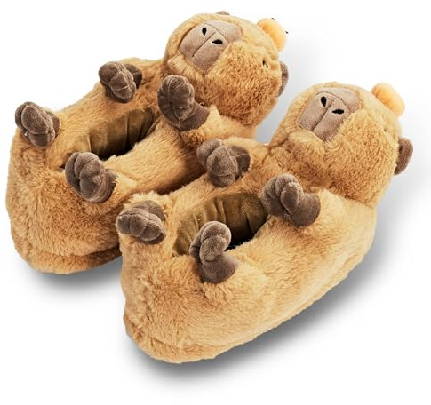 ooohyeah Women’s Funny Capybara Fuzzy Animal Slippers, Cute Cozy Non-Slip House Slippers for Women, Mabel, Size 7-8