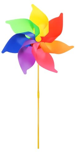 QUARKZMAN Regenbogen-Windräder 30,3 Zoll 7 Blätter Kunststoff-Windmühle für Partydekorationen im Freien Dekor Rasen Hof Garten Terrasse, bunt