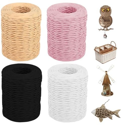 Alambre de papel natural de 4 x 50 m, alambre de hierro natural, para manualidades, 2 mm, alambre de flores, alambre de papel para envolver ramos de flores, bodas, decoración y