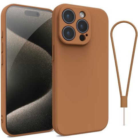 Andwing For iPhone 15 Pro Max Case,Silicone Case Soft Ultra For iPhone 15 Pro Max Phone Case Slim Protective Shockproof Cover Scratch-Resistant Microfiber Lining, 6.1 Brown