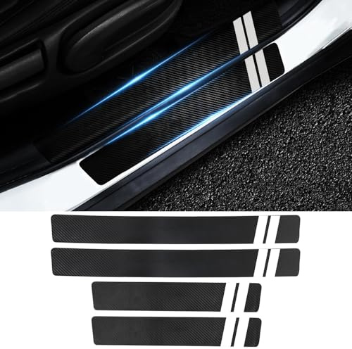 FT Funtor Car Door Sill Protector, 4 Carbon Fiber Car Sill Protectors, Scratch Resistant Door Bumper Protective Film, Universal Automobile Accessories Threshold Protection Sticker (B-4Pcs)