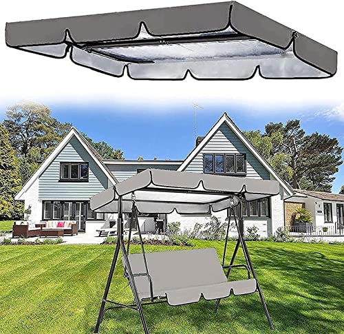 Wasserdichtes, graues Ersatzdach für Gartenschaukelsitz, UV-beständig, Sonnenschutz, Sonnenliege, Outdoor-Schaukelüberdachung (249 x 185 x 18 cm)