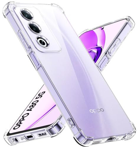 Oududianzi - Anti Ingiallimento Chiaro Cover per Oppo A80 5G, Custodia Antiurto Trasparente per Assorbimento degli Urti con Paraurti in TPU Morbido Sottile Case