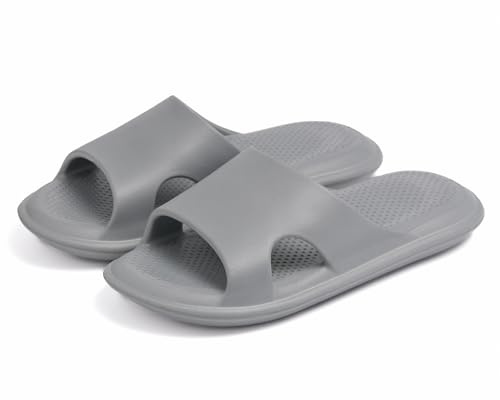 Donpapa Claquettes Femme Chaussons Hommes Confort Douche Sandales Antidérapant Maison Sliders Plage Pantoufles Soft Tongs Sandales Gris W12 EU42-43