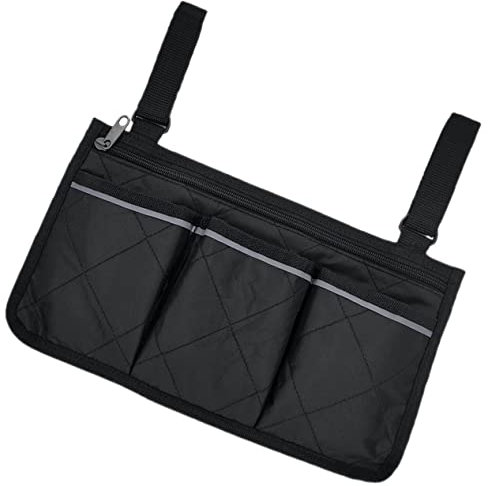 VALICLUD Rollstuhltasche für Armlehne Praktische Seitentasche mit Reflektierendem Organizer für Schlüssel Handy und Medikamente Leicht und Installieren Geeignet für Erwachsene