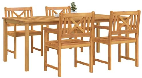 vidaXL Garten Essgruppe 5 pcs Braun Massivholz Akazie, Garten und Terrasse, rustikales Outdoor-Essset, Akazienholz Möbel für entspannte Stunden