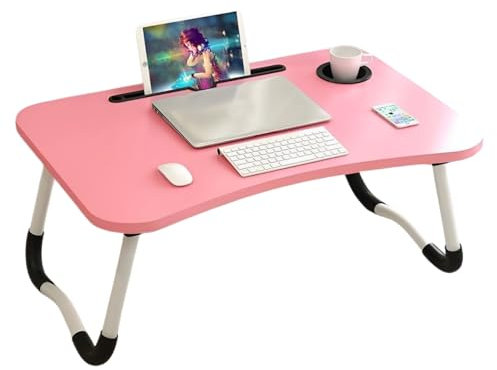 True Face Laptop Stand Smartphone Holder Desk Riser Foldable Adjustable Height Monitor Non-Slip Folding Home Office PC Printer Smart Stand Space for Cable Pen Small Accessories Pink