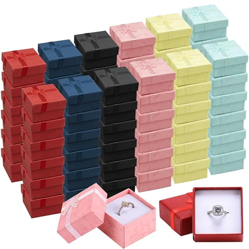 72er Set Kleine Ring Verpackung Geschenkboxen, Mini Ohrringe Karton Boxen