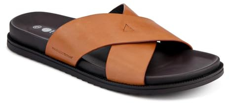 Pavers Strappy Leather Slides - Tan Size 11