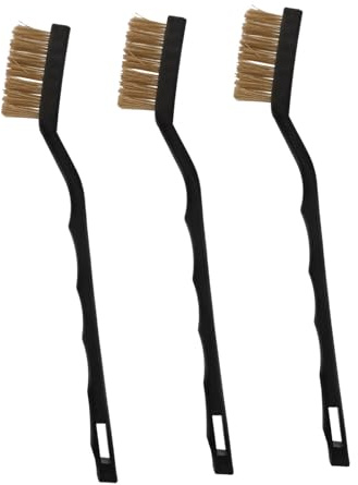Anneome 3pcs Mini Brass Wire Brushes Rust Removal Cleaning Brush for Bricks Stoves Sinks Dense Bristles for Home Grill Cleaner and Rust Removal