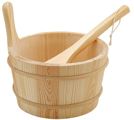 Seau Sauna, Seau à Eau en Bois pour Sauna, Douche en Bois Anti-goutte 4L pour Bain Turc Appartement Jardin Extérieur Salle de Bains Maison Hôtel