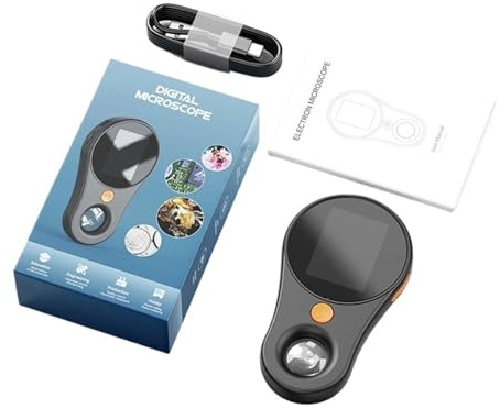 Microscope numérique 500X 1080P 2,0 Pouces vidéo à pièces avec loupe for réparation électronique Micro-Objectif 8LED(Black)