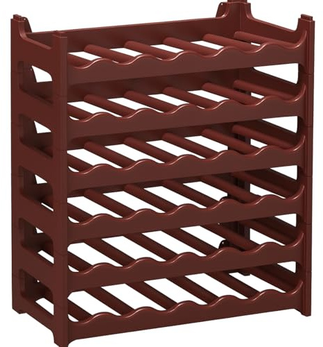 BURI Weinregal Kunststoff Braun Stapelbar Flaschenregal 36 Flaschen Keller | BURI, erweiterbar, Getränkeregal, Küche, Keller, Bar, pflegeleicht, robuste Konstruktion, platzsparende Lagerung