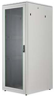 DIGITUS Netzwerkschrank – 19 Zoll Rack – 42HE – 80x100 cm – Nutztiefe 94,3 cm – Traglast 800 kg – Freistehend – Sicherheitsglastür – Schutzart IP20 – Unique Light Serie – Grau