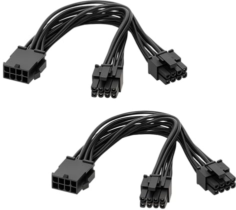2 cavi PCIe a 8 pin a doppio PCIe a 8 pin (6+2), cavo di alimentazione GPU 22 cm, estensione PSU a scheda grafica, compatibilità con schede video ad alta potenza, gestione dei cavi PC