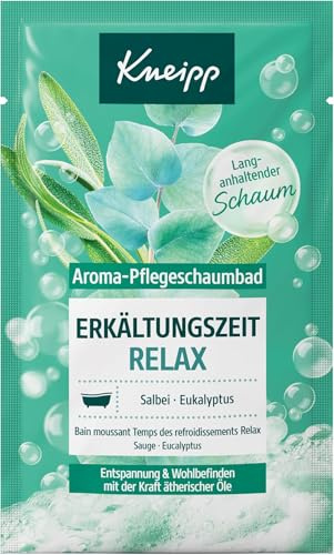 Kneipp Aroma-Pflegeschaumbad Erkältungszeit Relax - Entspannung und Wohlbefinden mit der Kraft ätherischer Öle - Badezusatz mit natürlichen ätherischen Ölen aus Salbei und Eukalyptus - 50ml