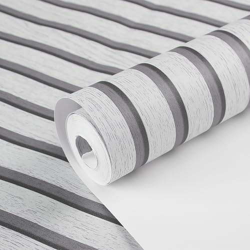 Pamatio Wooden Slats Wallpaper Light Grey 3 Roll Natural Wood Panel Effect Wallpaper Roll,Non-Woven Stylish Modern Retro Feature Living Room Wall, 53 X 950cm