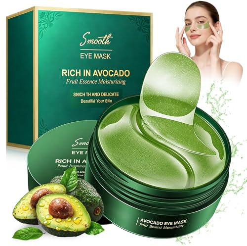 60Pcs Parches ojos, Mascarilla para Ojos de Aguacate, Máscara de Ojeras de Colágeno Antiarrugas, Aliviar la Fatiga, Máscara de Hidrogel para Los Ojeras, Universal para Mujeres y Hombres